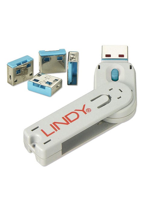 4-Piece USB Port Blocker Set Blue