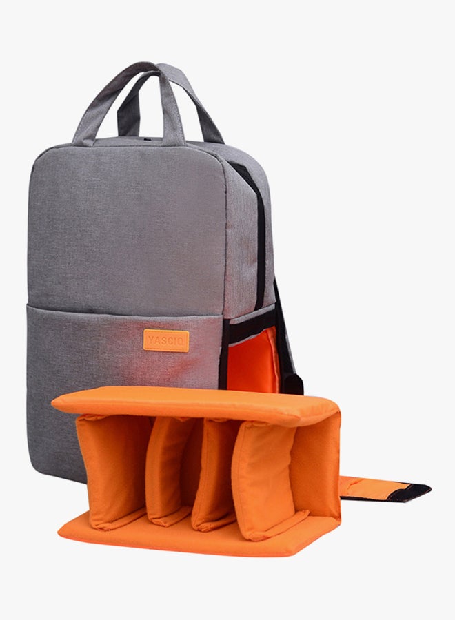 Nylon Camera Backpack With Interior Tablet Sleeve Grey  - Image 2