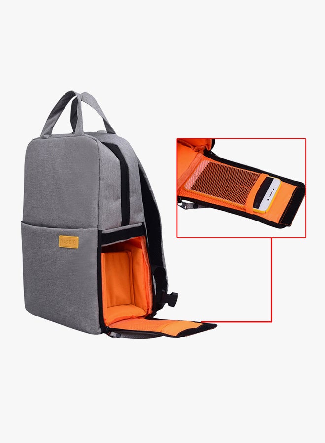 Nylon Camera Backpack With Interior Tablet Sleeve Grey  - Image 3
