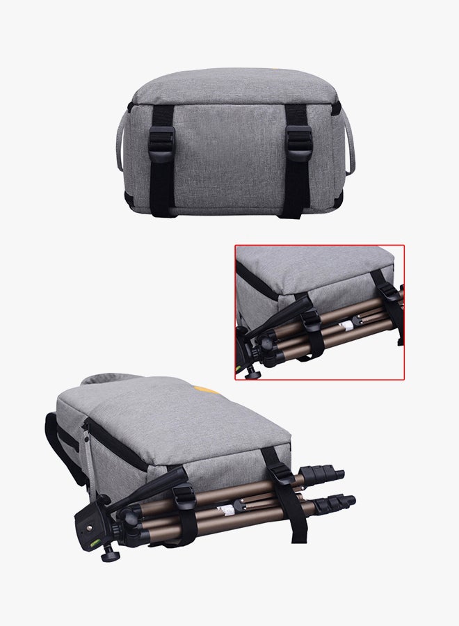 Nylon Camera Backpack With Interior Tablet Sleeve Grey  - Image 4