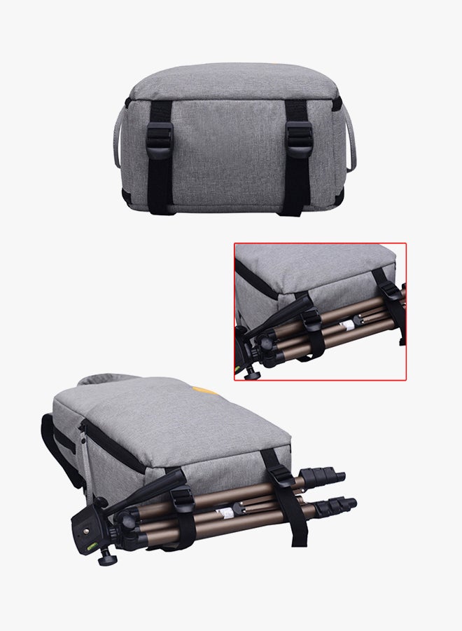 Nylon Camera Backpack With Interior Tablet Sleeve Grey  - Image 5