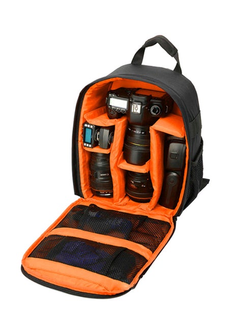 Nylon DSLR Camera Backpack With Rain Cover Black