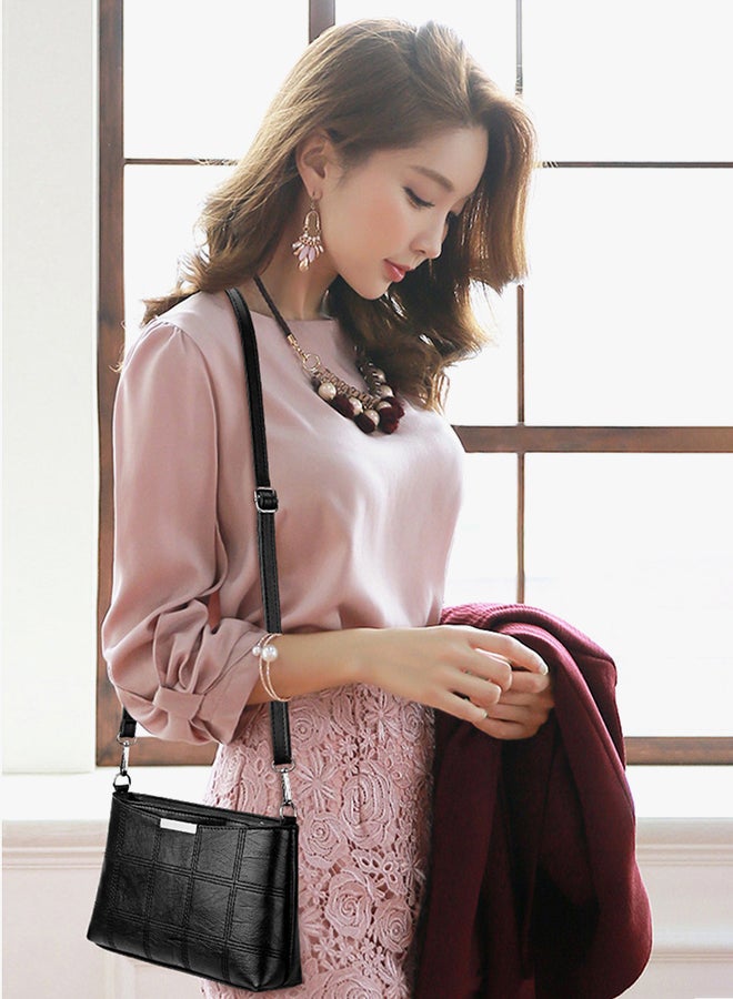Detail Stitching Crossbody Bag Black  - Image 2