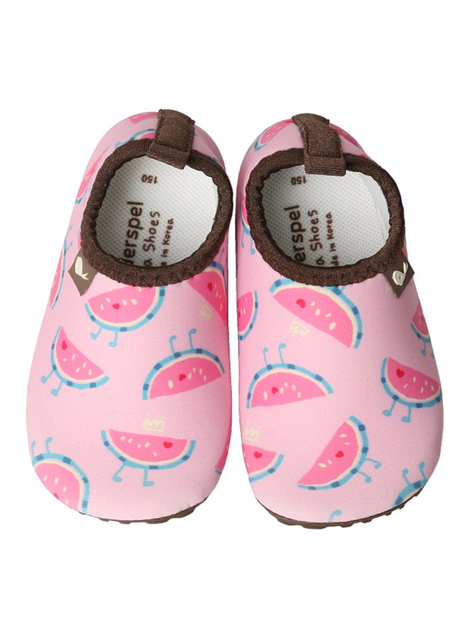 Kinderspel - Watermelon Printed Slip-ons Pink/Brown - Image 1
