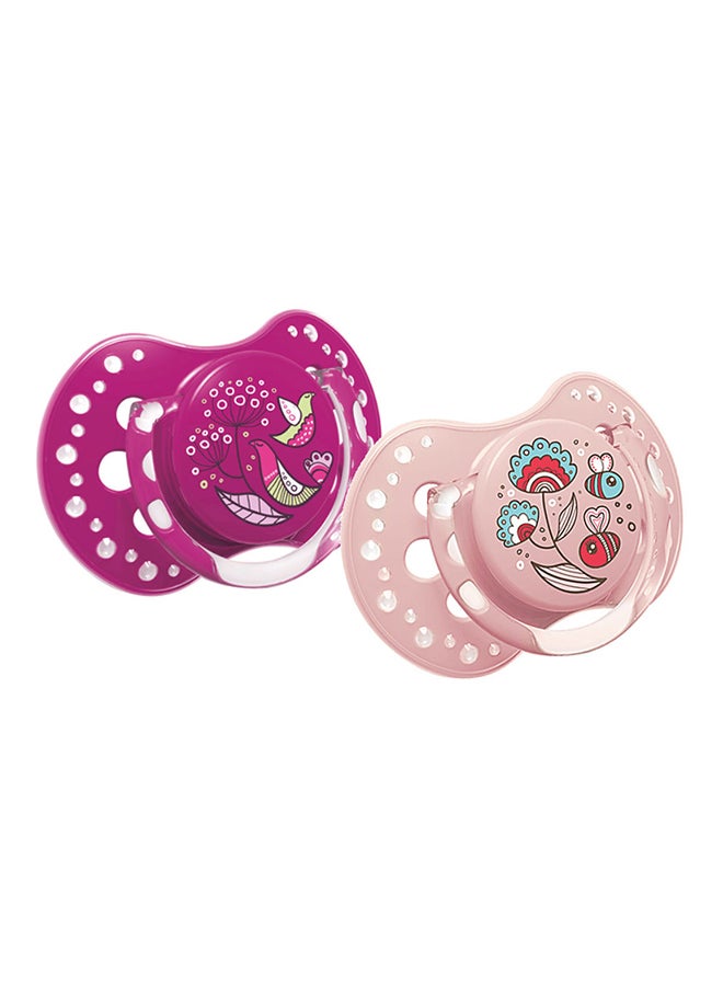lovi 2-Piece Folky Girl Silicone Dynamic Soother 0-3 Months 22 841  - Image 1