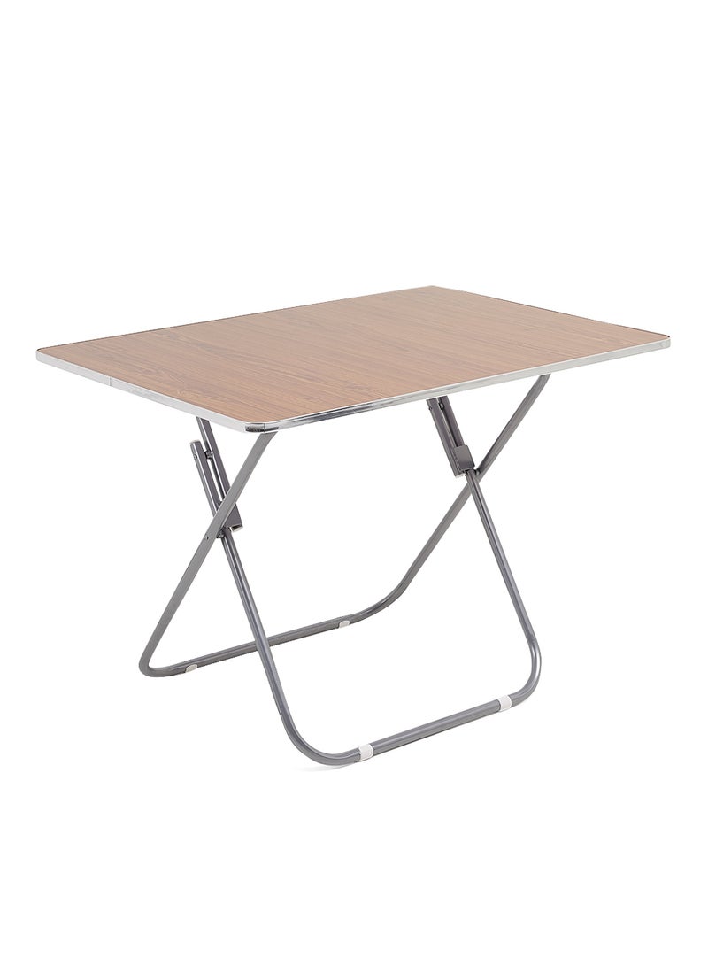 Rectangle Shaped Folding Table Brown/Silver