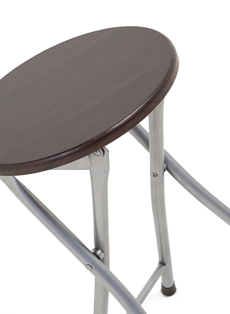 HOME GENIE - Folding Stool Silver/Wenge - Image 1