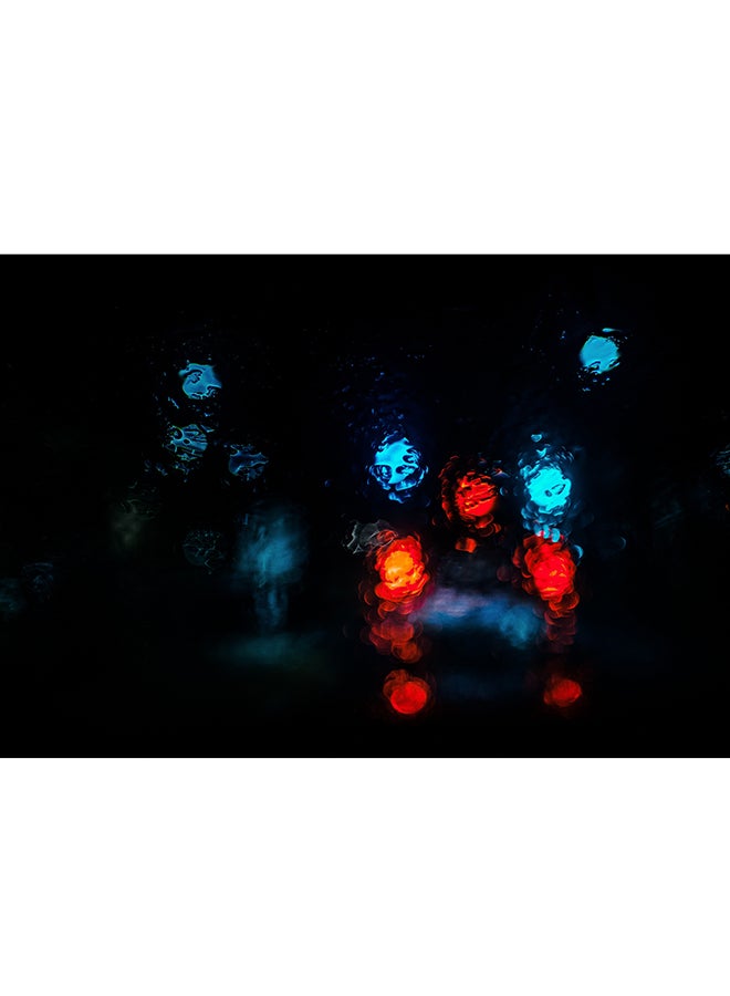 Light Dark Night Bokeh Rain Wall Art Canvas Print Multicolour 80x53x3.5cm