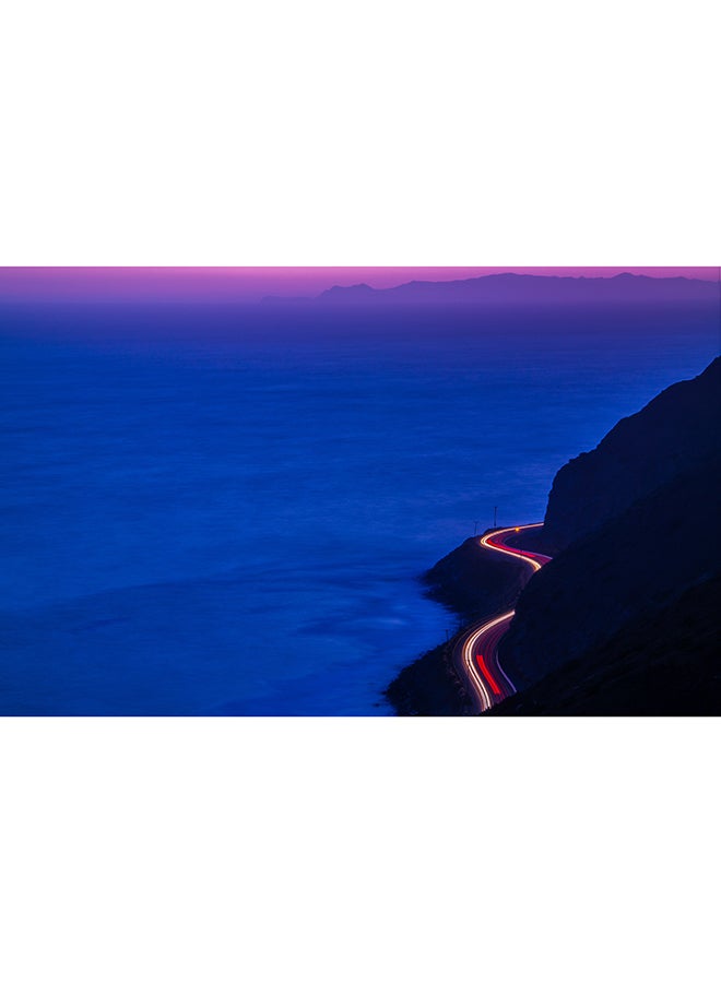 Generic - Light Trails Road Mountains Wall Art Canvas Print Multicolour 80x50x3.5cm - Image 1