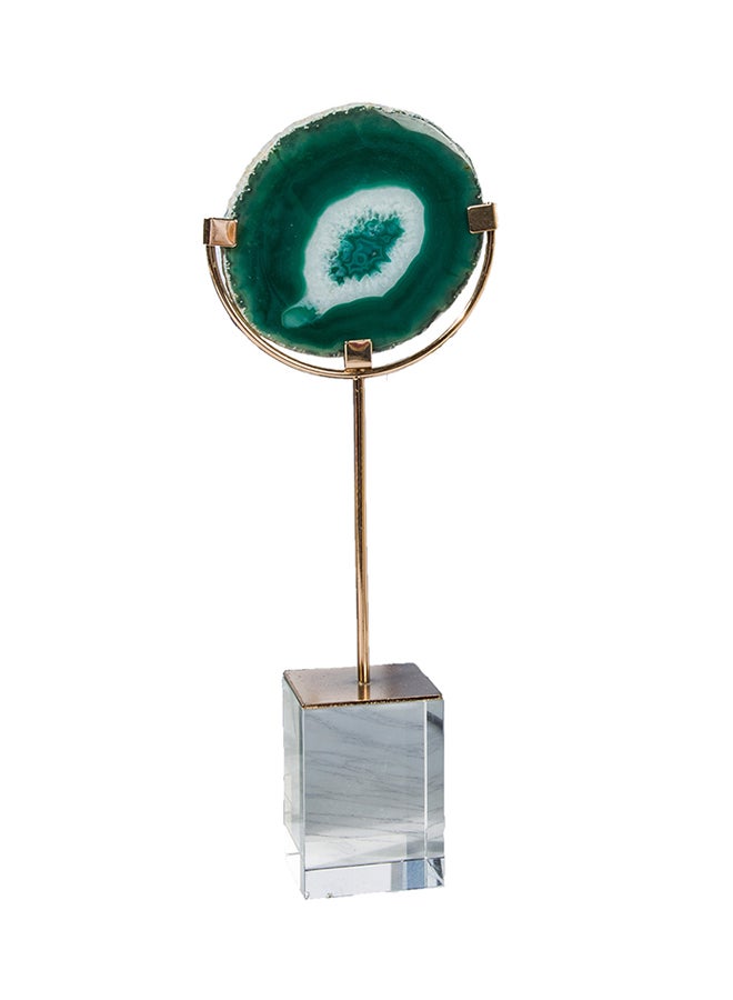 Crystal Base Decorative Tabletop Green/Clear/Gold 6x6x35cm - Image 1