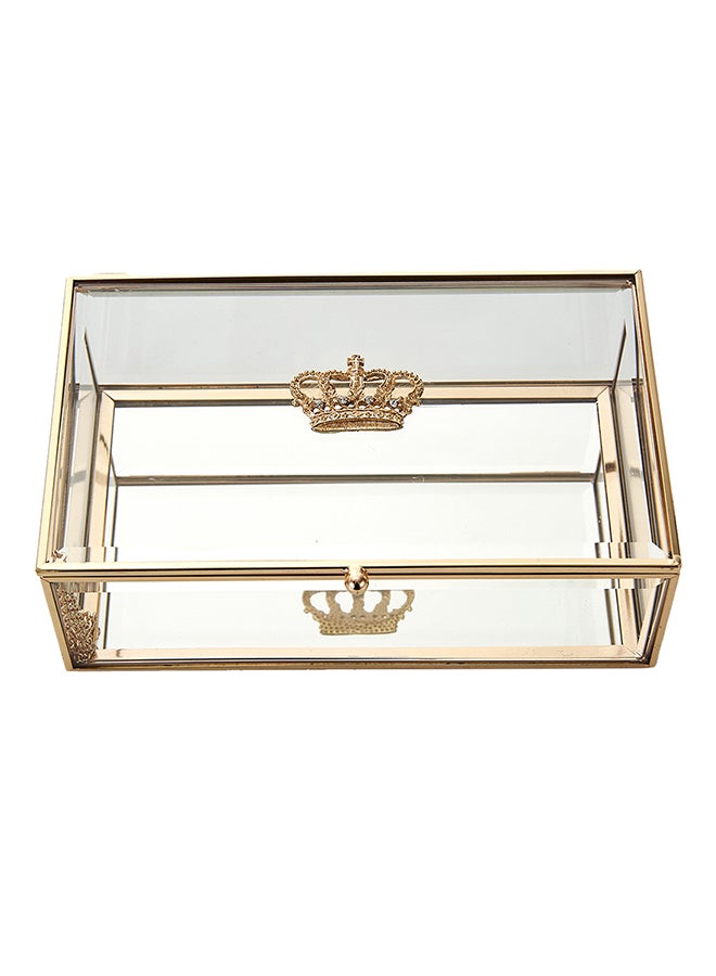 صندوق تخزين عاكس مصنوع من الزجاج والمعدن ذهب / شفاف 18x14x6.5Ø³Ù†ØªÙŠÙ…ØªØ± - Image 1