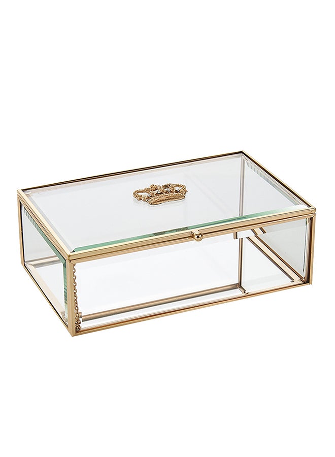 صندوق تخزين عاكس مصنوع من الزجاج والمعدن ذهب / شفاف 18x14x6.5Ø³Ù†ØªÙŠÙ…ØªØ± - Image 2