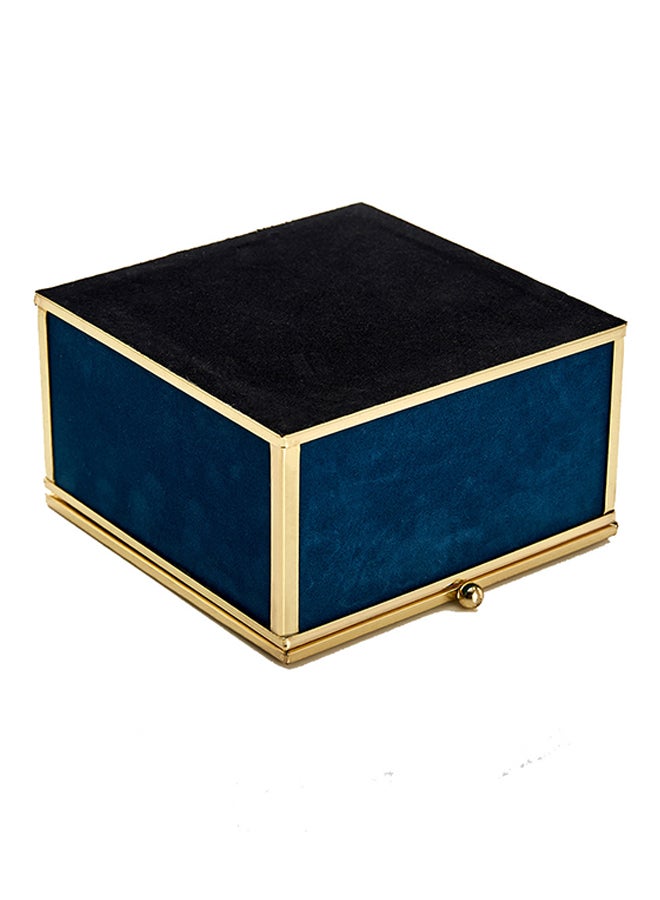 Metal Border Multipurpose  Storage Box Blue/Gold 13x13x7.5cm  - Image 2