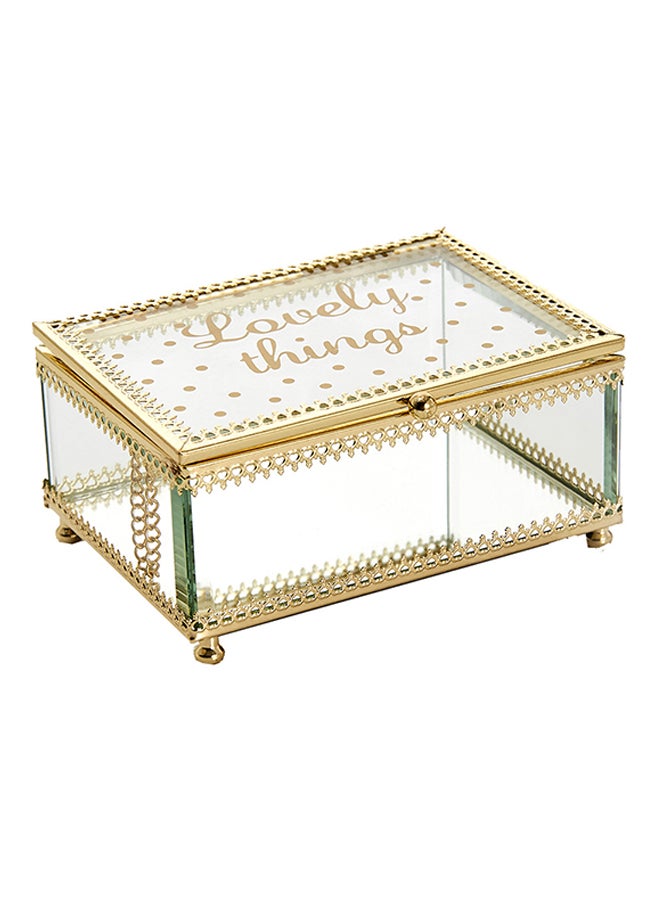 صندوق للتخزين متعدد الوظائف مصنوع من المعدن والزجاج ذهب / شفاف 18x14x6.5سم - Image 1