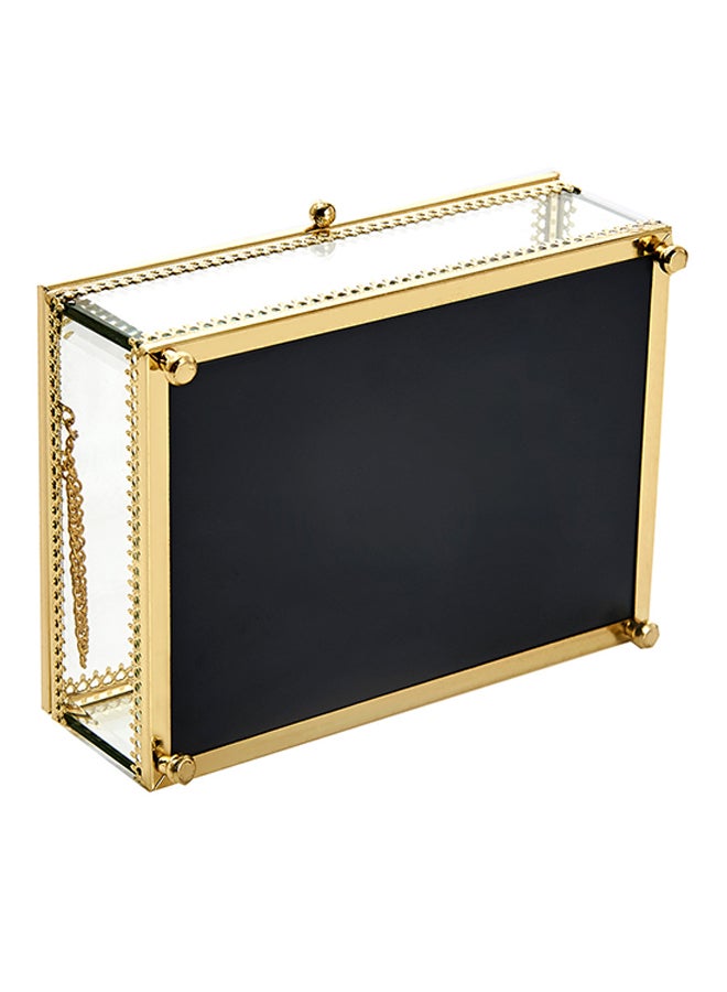 صندوق للتخزين متعدد الوظائف مصنوع من المعدن والزجاج ذهب / شفاف 18x14x6.5سم - Image 3