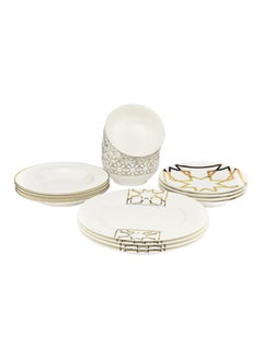 La Mesa 16-Piece Porcelain Dinnerware Set Porcelain Round White/Golden 