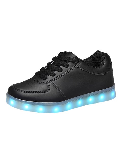 LED Flashing Lights High Top Sneakers Black