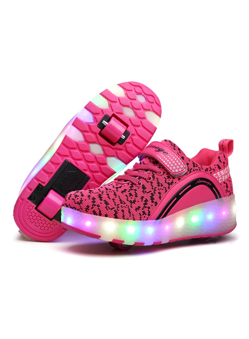 HUSK'SWARE - LED Flashing Wheeled Low Top Sneakers Pink - Image 1