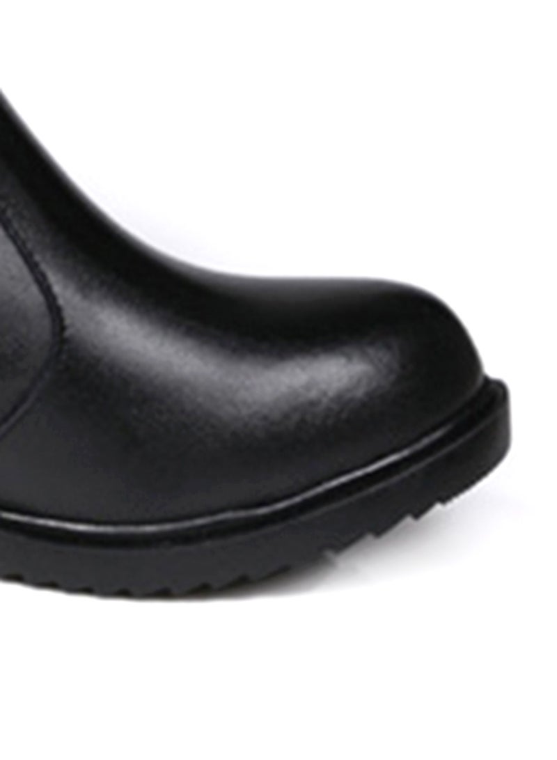 HUSK'SWARE Martin Block Heel Knee High Boots Black  - Image 3