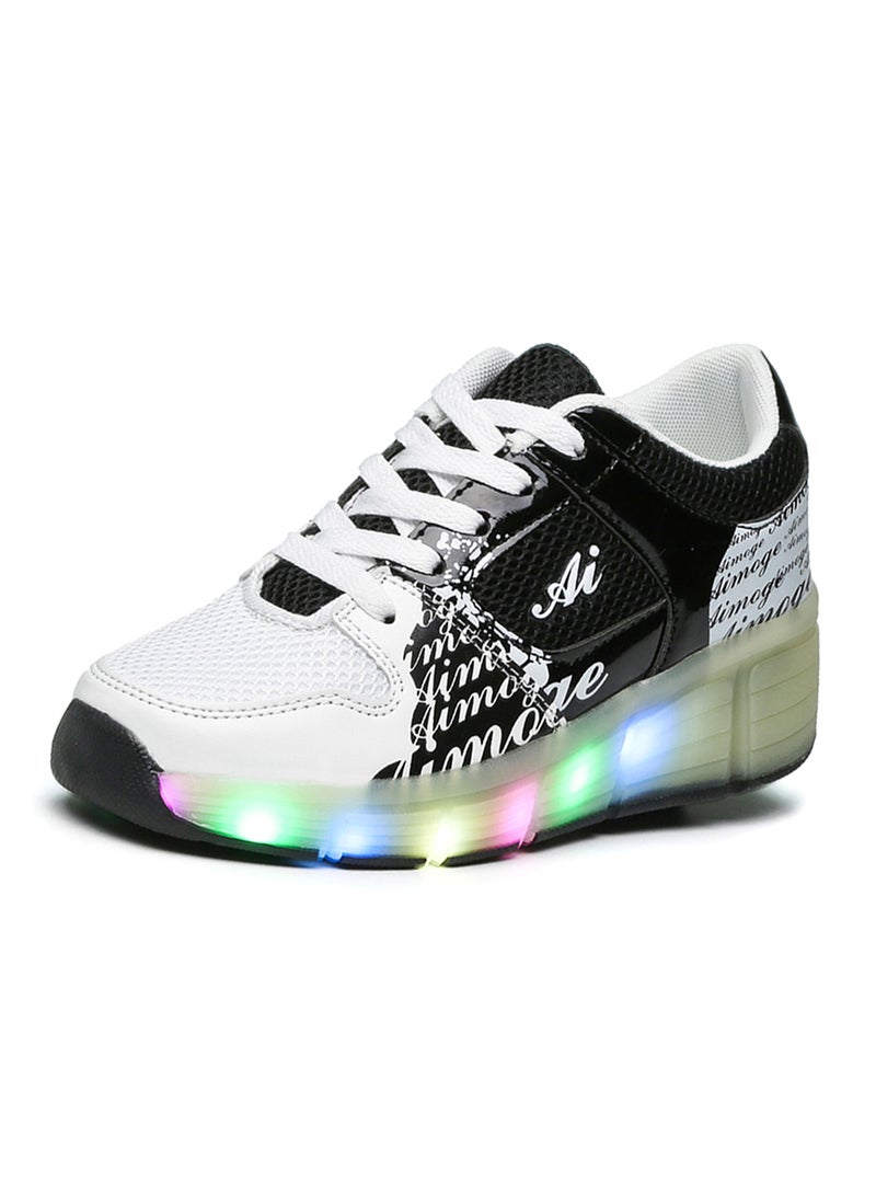 HUSK'SWARE - LED Flashing Wheeled Low Top Sneakers Black/White - Image 1