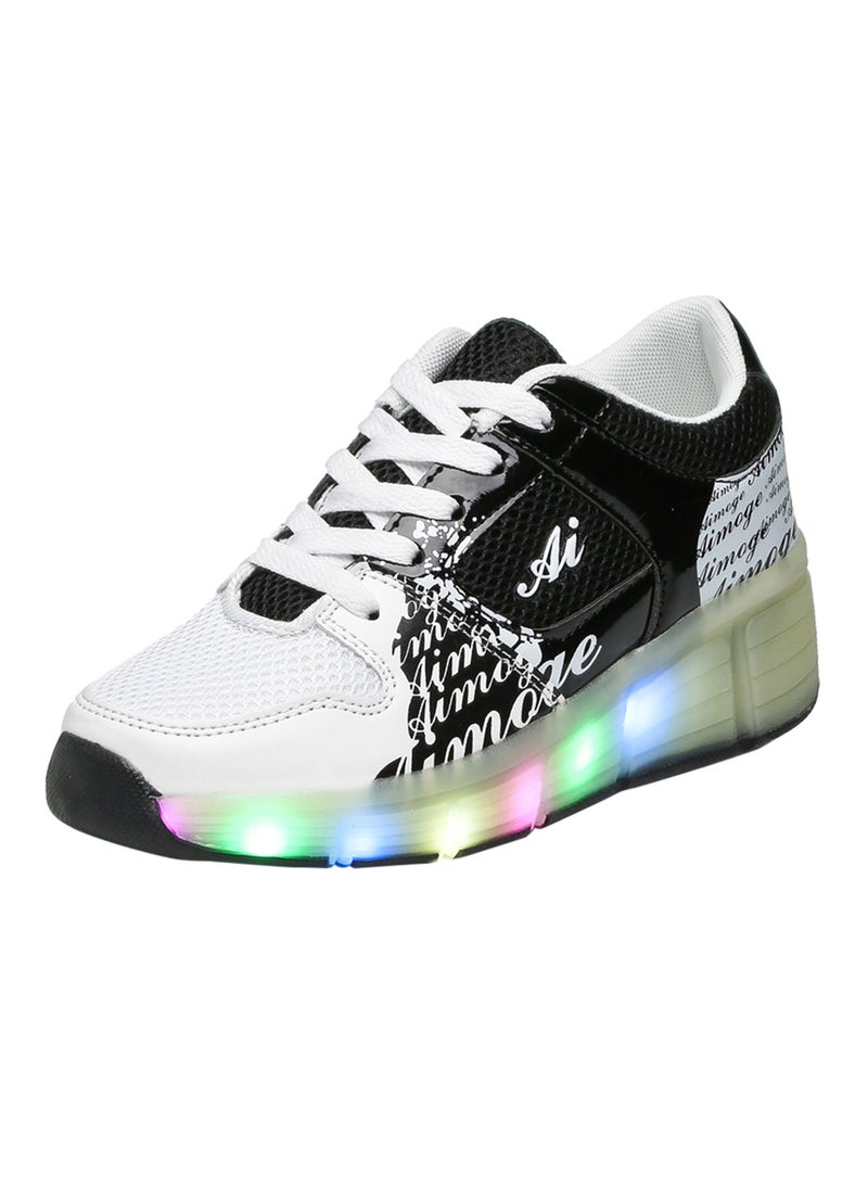 HUSK'SWARE - LED Flashing Wheeled Low Top Sneakers Black/White - Image 1