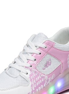 HUSK'SWARE LED Flashing Wheeled Low Top Sneakers White/Pink  - Image 3