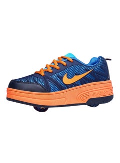 HUSK'SWARE Lace Up Wheeled Trainers Blue/Orange  - Image 1