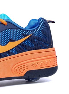 HUSK'SWARE Lace Up Wheeled Trainers Blue/Orange  - Image 3
