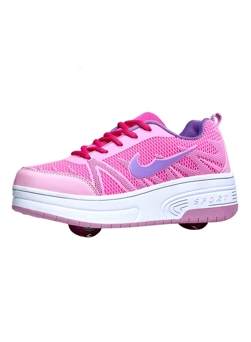 HUSK'SWARE - Lace Up Wheeled Trainers Pink - Image 1