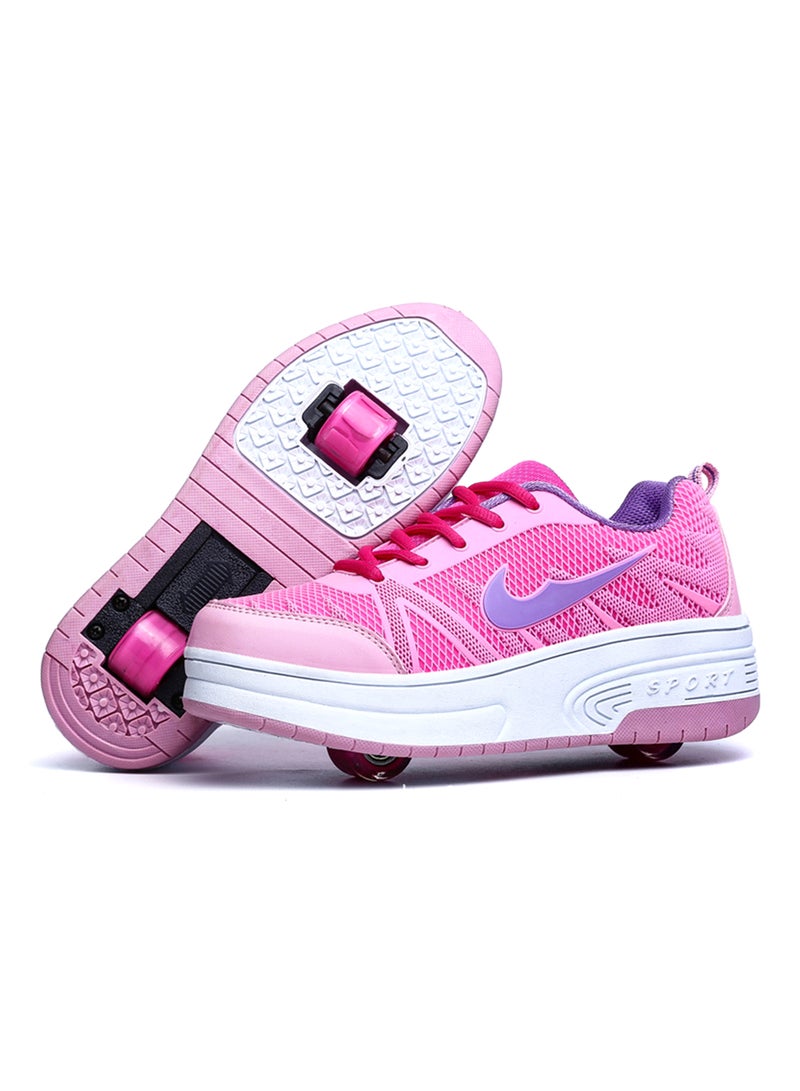 HUSK'SWARE - Lace Up Wheeled Trainers Pink - Image 1