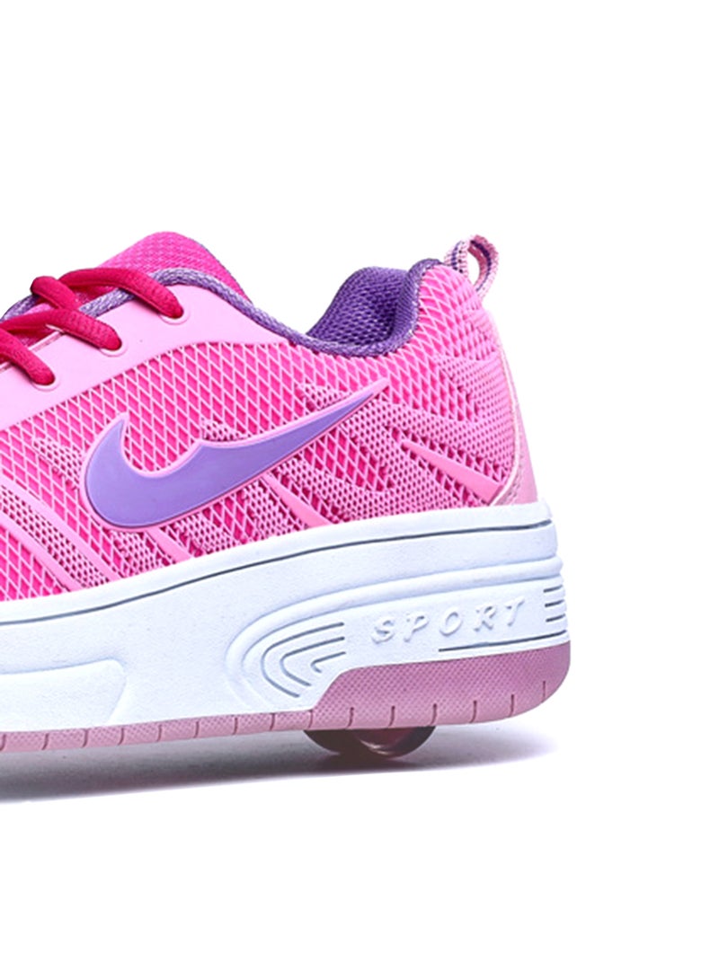 HUSK'SWARE - Lace Up Wheeled Trainers Pink - Image 1