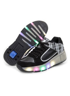 HUSK'SWARE Lace Up Wheeled Low Top Sneakers Black/White  - Image 3