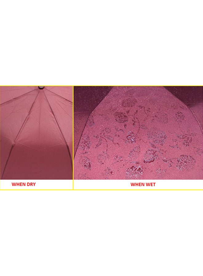 Hello 3-Fold Water Magic Umbrella Maroon - Image 2