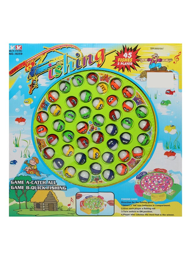 45-Piece Musical Rotating Tyre Fishing Game Set For Kids, Multicolour,