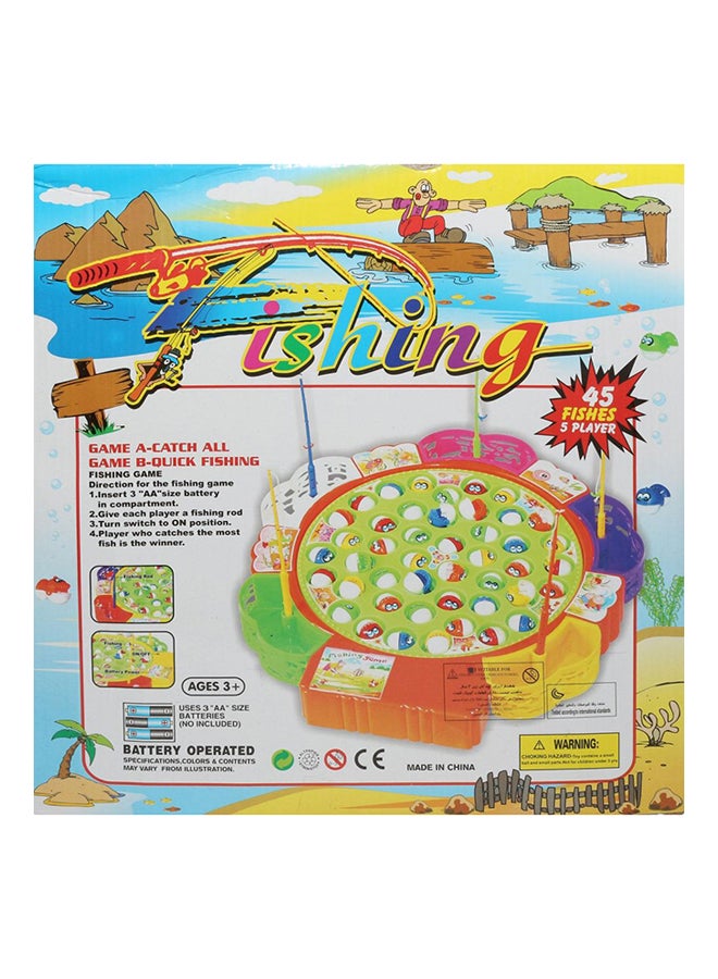 45-Piece Musical Rotating Tyre Fishing Game Set For Kids, Multicolour,