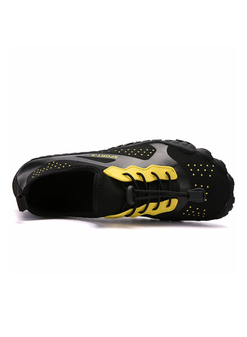 Generic Hiking Lace Up Trainers Black/Yellow  - Image 2