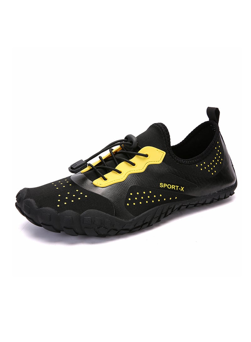 Generic Hiking Lace Up Trainers Black/Yellow  - Image 3