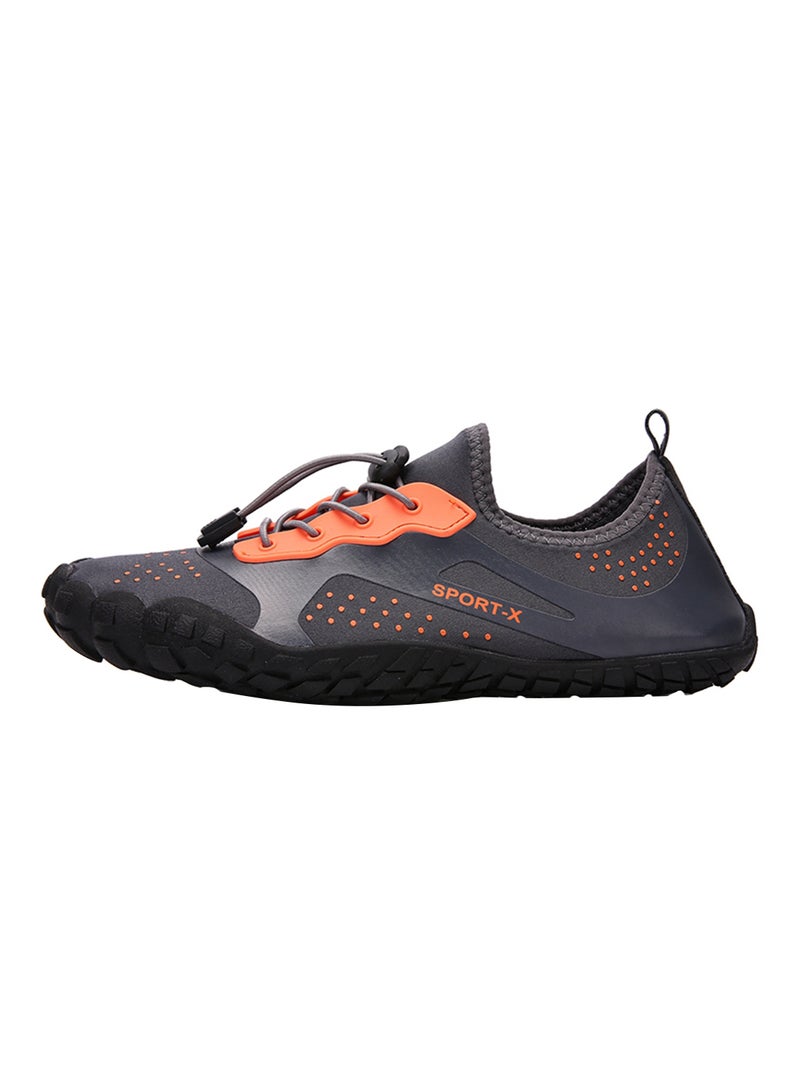 Generic Hiking Lace Up Trainers Grey/Orange  - Image 1
