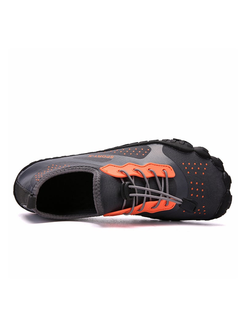 Generic Hiking Lace Up Trainers Grey/Orange  - Image 2