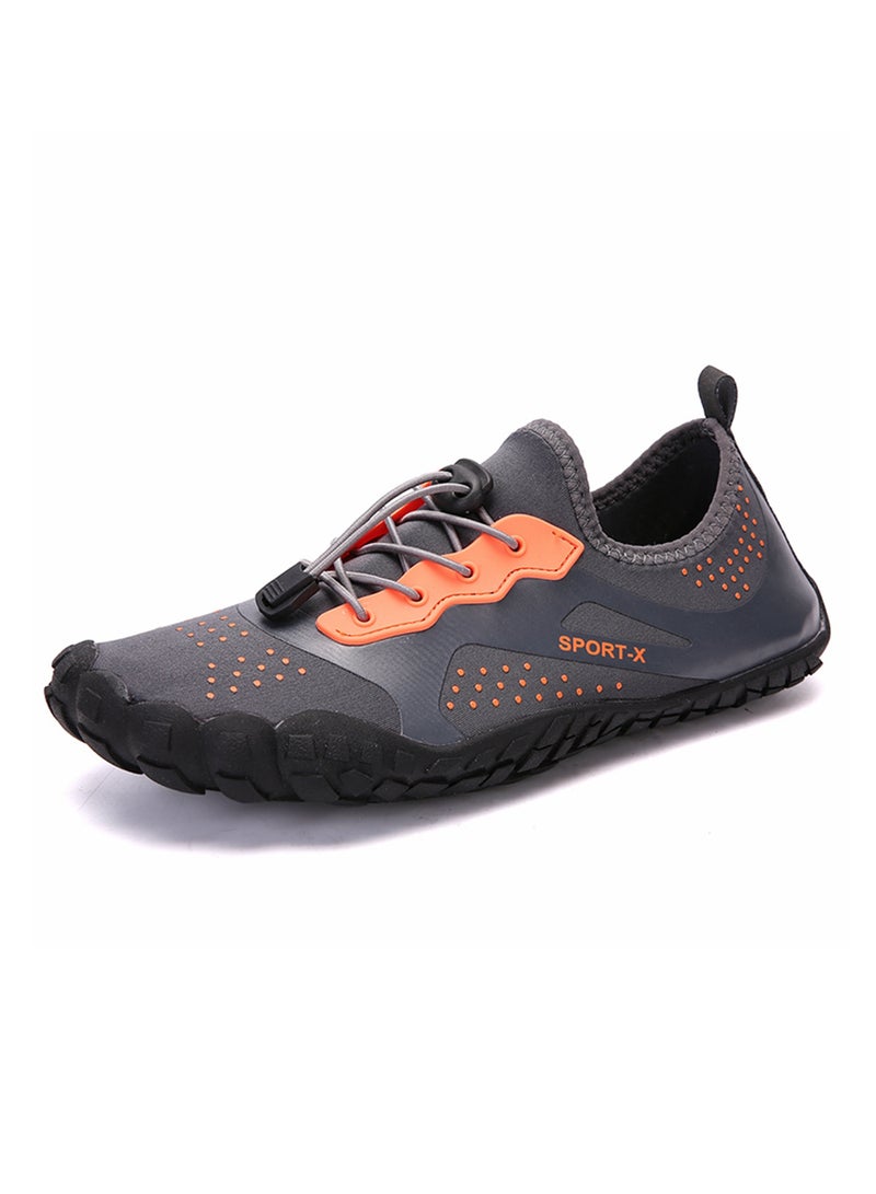 Generic Hiking Lace Up Trainers Grey/Orange  - Image 3
