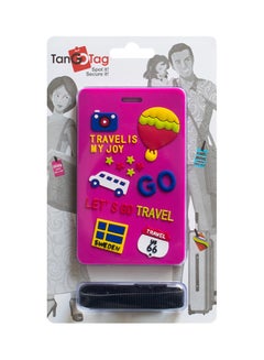 TangoTag Travel Is My Joy!' Luggage Tag Pink/Yellow  - Image 3