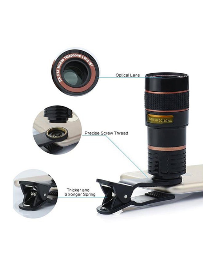 جيسشيني عدسة كاميرا الهاتف المحمول بتصميم متداخل الأجزاء أسود - Image 2