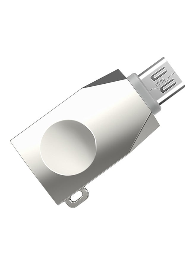 Zinc Alloy Micro USB to USB 3.0 OTG Adapter Silver - Image 1