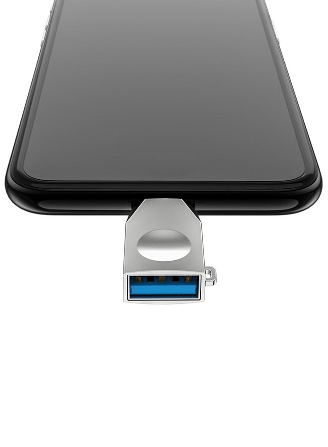 Zinc Alloy Micro USB to USB 3.0 OTG Adapter Silver - Image 3