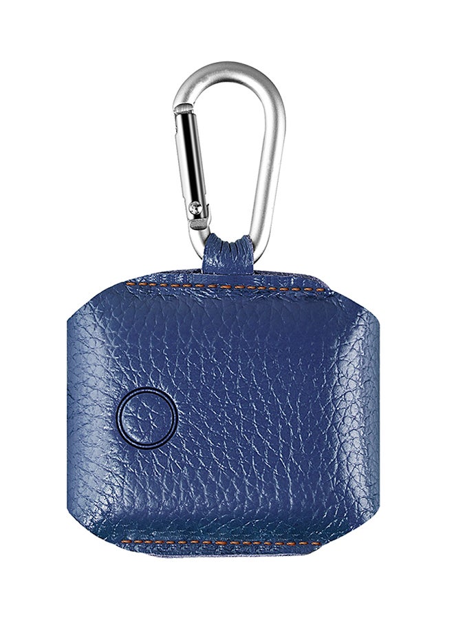 Leather Case Bag For AirPods With Hook Blue - Image 1