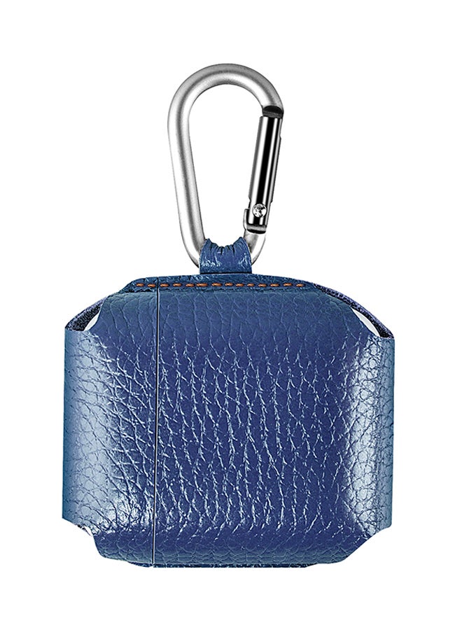 Leather Case Bag For AirPods With Hook Blue - Image 2