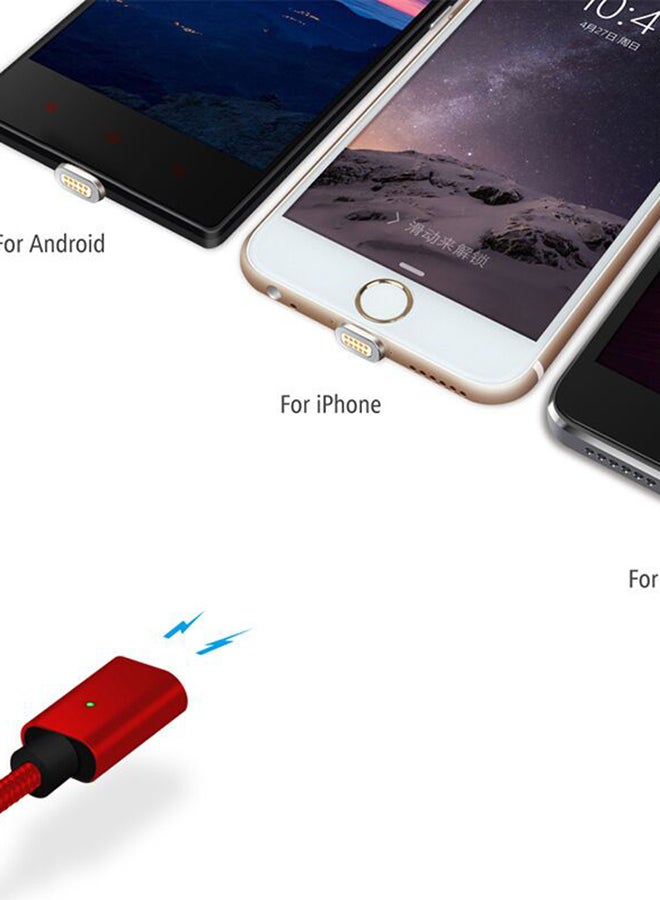 كابل للشحن ومزامنة البيانات 3 في 1 شحن لايتننج لمنتجات أبل، وتايب سي ومايكرو USB أحمر وأسود - Image 2