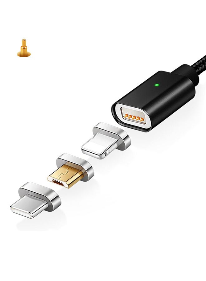 3-In-1 Lightning/Type C/Micro USB Data Sync And Charging Cable Black - Image 2