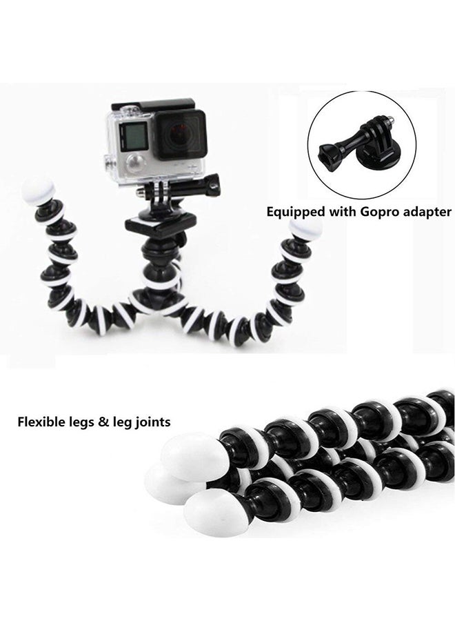 Flexible Trpod Stand For GoPro With Mount Adapter Black/White - Image 3