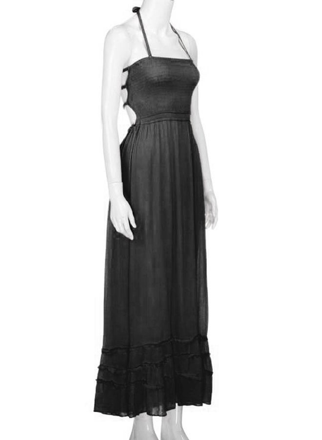 Beach Wave Straps Maxi Dress Black  - Image 4